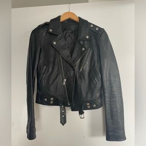 BLK dnm black leather moto jacket as seen on Kim Kardashian